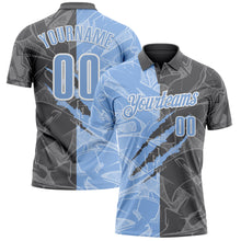 Laden Sie das Bild in den Galerie-Viewer, Custom Graffiti Pattern Light Blue Steel Gray-White 3D Scratch Performance Polo Shirt
