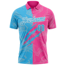 Laden Sie das Bild in den Galerie-Viewer, Custom Graffiti Pattern Sky Blue Pink-White 3D Scratch Performance Polo Shirt
