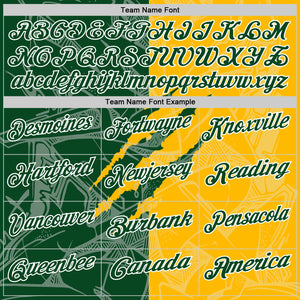 Custom Graffiti Pattern Green Gold-White 3D Scratch Performance Polo Shirt