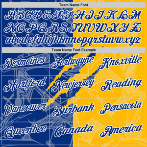 Custom Graffiti Pattern Royal Gold-White 3D Scratch Performance Polo Shirt
