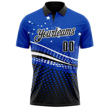 Charger l&#39;image dans la galerie, Custom Thunder Blue Black-White 3D Pattern Design Star And Geometric Shapes Performance Polo Shirt
