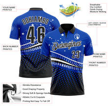 Charger l&#39;image dans la galerie, Custom Thunder Blue Black-White 3D Pattern Design Star And Geometric Shapes Performance Polo Shirt
