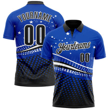 Charger l&#39;image dans la galerie, Custom Thunder Blue Black-White 3D Pattern Design Star And Geometric Shapes Performance Polo Shirt
