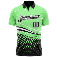 Laden Sie das Bild in den Galerie-Viewer, Custom Pea Green Black-White 3D Pattern Design Star And Geometric Shapes Performance Polo Shirt
