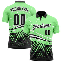 Laden Sie das Bild in den Galerie-Viewer, Custom Pea Green Black-White 3D Pattern Design Star And Geometric Shapes Performance Polo Shirt

