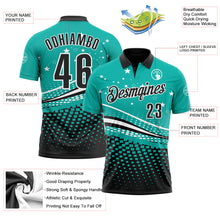 Load image into Gallery viewer, Custom Aqua Black-White 3D Pattern Design Star And Geometric Shapes Performance Polo Shirt
