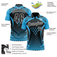 Load image into Gallery viewer, Custom Sky Blue Black-White 3D Pattern Design Star And Geometric Shapes Performance Polo Shirt

