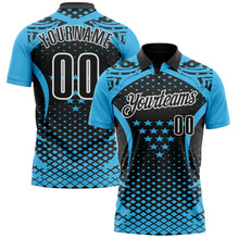 Load image into Gallery viewer, Custom Sky Blue Black-White 3D Pattern Design Star And Geometric Shapes Performance Polo Shirt
