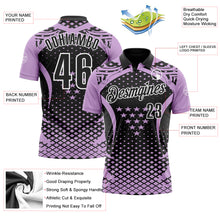 Load image into Gallery viewer, Custom Light Purple Black-White 3D Pattern Design Star And Geometric Shapes Performance Polo Shirt
