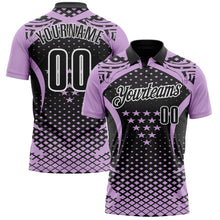 Load image into Gallery viewer, Custom Light Purple Black-White 3D Pattern Design Star And Geometric Shapes Performance Polo Shirt
