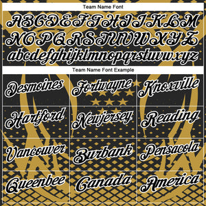 Custom Old Gold Black-White 3D Pattern Design Star And Geometric Shapes Performance Polo Shirt