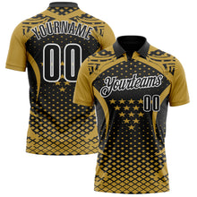 Загрузить изображение в средство просмотра галереи, Custom Old Gold Black-White 3D Pattern Design Star And Geometric Shapes Performance Polo Shirt
