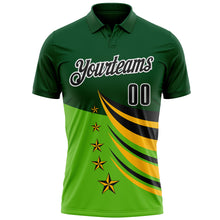 Load image into Gallery viewer, Custom Green Black Gold-White 3D Pattern Design Star Performance Polo Shirt
