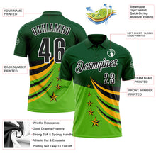 Load image into Gallery viewer, Custom Green Black Gold-White 3D Pattern Design Star Performance Polo Shirt
