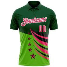 Load image into Gallery viewer, Custom Green Neon Pink Black-White 3D Pattern Design Star Performance Polo Shirt
