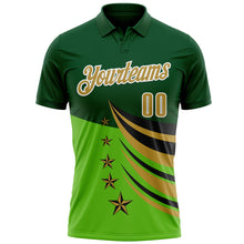 Load image into Gallery viewer, Custom Green Old Gold Black-White 3D Pattern Design Star Performance Polo Shirt
