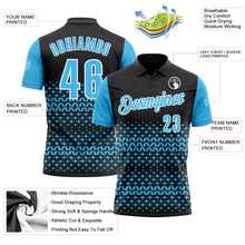 Laden Sie das Bild in den Galerie-Viewer, Custom Black Sky Blue-White 3D Pattern Design Star Performance Polo Shirt
