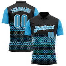 Laden Sie das Bild in den Galerie-Viewer, Custom Black Sky Blue-White 3D Pattern Design Star Performance Polo Shirt
