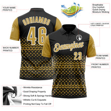 Laden Sie das Bild in den Galerie-Viewer, Custom Black Old Gold-White 3D Pattern Design Star Performance Polo Shirt
