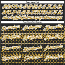 Laden Sie das Bild in den Galerie-Viewer, Custom Black Old Gold-White 3D Pattern Design Star Performance Polo Shirt
