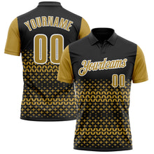 Laden Sie das Bild in den Galerie-Viewer, Custom Black Old Gold-White 3D Pattern Design Star Performance Polo Shirt
