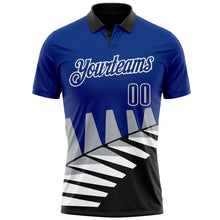 Load image into Gallery viewer, Custom Royal Black Gray-White 3D Pattern Design Geometric Shapes Performance Polo Shirt
