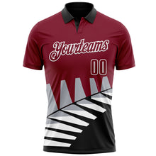 Загрузить изображение в средство просмотра галереи, Custom Crimson Black Gray-White 3D Pattern Design Geometric Shapes Performance Polo Shirt
