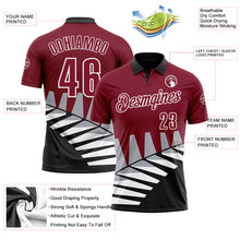 Загрузить изображение в средство просмотра галереи, Custom Crimson Black Gray-White 3D Pattern Design Geometric Shapes Performance Polo Shirt
