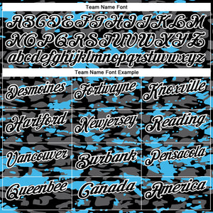 Custom Black Steel Gray Sky Blue-White 3D Pattern Design Splash Performance Polo Shirt