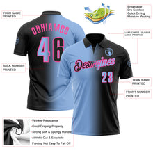 Загрузить изображение в средство просмотра галереи, Custom Black Light Blue-Pink 3D Gradient Fashion Performance Polo Shirt
