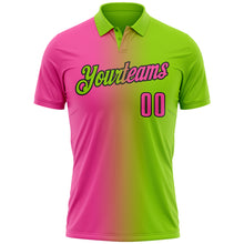 Load image into Gallery viewer, Custom Neon Green Pink-Black 3D Gradient Fashion Performance Polo Shirt
