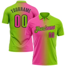 Load image into Gallery viewer, Custom Neon Green Pink-Black 3D Gradient Fashion Performance Polo Shirt
