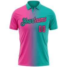 Load image into Gallery viewer, Custom Aqua Pink-Black 3D Gradient Fashion Performance Polo Shirt
