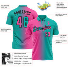 Load image into Gallery viewer, Custom Aqua Pink-Black 3D Gradient Fashion Performance Polo Shirt
