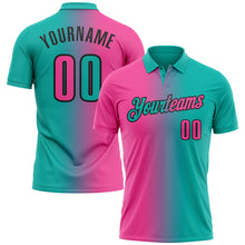 Load image into Gallery viewer, Custom Aqua Pink-Black 3D Gradient Fashion Performance Polo Shirt
