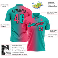 Load image into Gallery viewer, Custom Aqua Neon Pink-Black 3D Gradient Fashion Performance Polo Shirt
