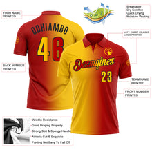 Charger l&#39;image dans la galerie, Custom Red Yellow-Black 3D Gradient Fashion Performance Polo Shirt
