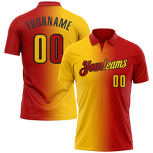 Charger l&#39;image dans la galerie, Custom Red Yellow-Black 3D Gradient Fashion Performance Polo Shirt
