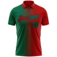 Charger l&#39;image dans la galerie, Custom Red Kelly Green-Black 3D Gradient Fashion Performance Polo Shirt
