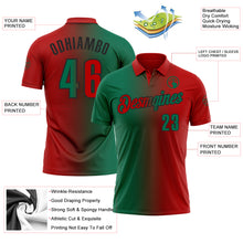 Charger l&#39;image dans la galerie, Custom Red Kelly Green-Black 3D Gradient Fashion Performance Polo Shirt
