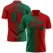Charger l&#39;image dans la galerie, Custom Red Kelly Green-Black 3D Gradient Fashion Performance Polo Shirt
