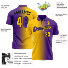 Загрузить изображение в средство просмотра галереи, Custom Purple Yellow-Black 3D Gradient Fashion Performance Polo Shirt
