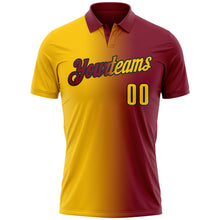 Загрузить изображение в средство просмотра галереи, Custom Crimson Yellow-Black 3D Gradient Fashion Performance Polo Shirt
