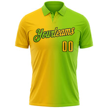 Load image into Gallery viewer, Custom Neon Green Yellow-Black 3D Gradient Fashion Performance Polo Shirt
