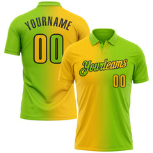 Load image into Gallery viewer, Custom Neon Green Yellow-Black 3D Gradient Fashion Performance Polo Shirt
