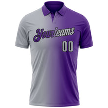 Загрузить изображение в средство просмотра галереи, Custom Purple Gray-Black 3D Gradient Fashion Performance Polo Shirt
