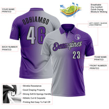Загрузить изображение в средство просмотра галереи, Custom Purple Gray-Black 3D Gradient Fashion Performance Polo Shirt
