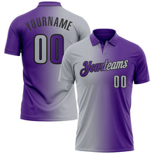 Загрузить изображение в средство просмотра галереи, Custom Purple Gray-Black 3D Gradient Fashion Performance Polo Shirt
