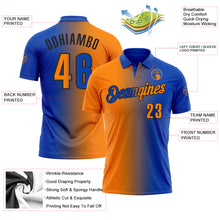 Charger l&#39;image dans la galerie, Custom Thunder Blue Bay Orange-Black 3D Gradient Fashion Performance Polo Shirt
