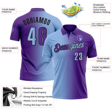 Загрузить изображение в средство просмотра галереи, Custom Purple Light Blue-Black 3D Gradient Fashion Performance Polo Shirt
